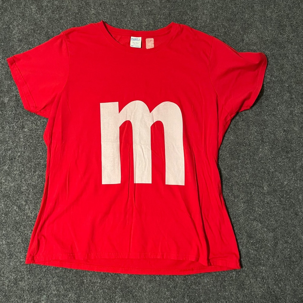 Port & Company Red M Graphic T-Shirt XXL Ladies Ring Spun Cotton Short Sleeve
